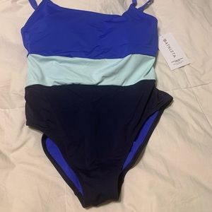 ATHLETA color block one piece swimsuit